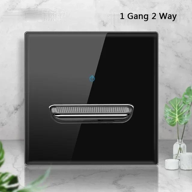 Черная закаленная стеклянная настенная панель выключателя LED 1-4Gang ретро тумблерный выключатель света стандарты ЕС и Великобритании 2 USB розетки, европейская розетка 16A
