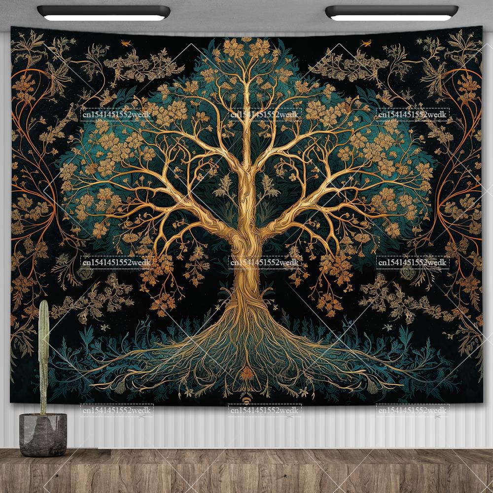 Кельтское Древо Жизни Гобелен Настенный декор Комнатные гобелены Эстетические коврики для йоги Пейзажные гобелены Настенное искусство Декоративные алтарные полотна