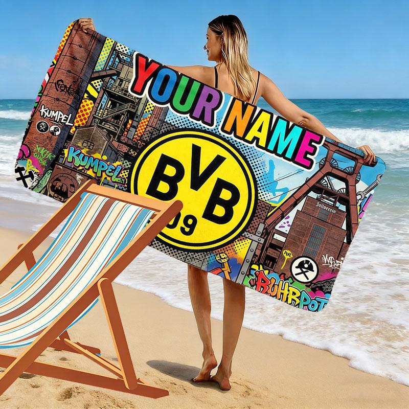 Custom Name,BVB 09 Print Beach Towel, Large Soft Quick Dry Towel for Beach Camping Swimming