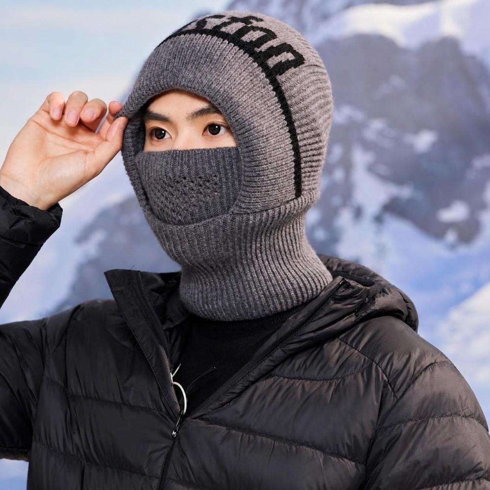 Cold Proof Knitted Balaclava Hat One Size Windproof Beanie Hat Durable Fleece Face Mask Hat Hiking