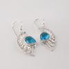 Natural Swiss Blue Topaz Gemstone Silver Earring 1.5" , 925 Sterling Silver Jewelry, Topaz Earring For Gift CE-26-15