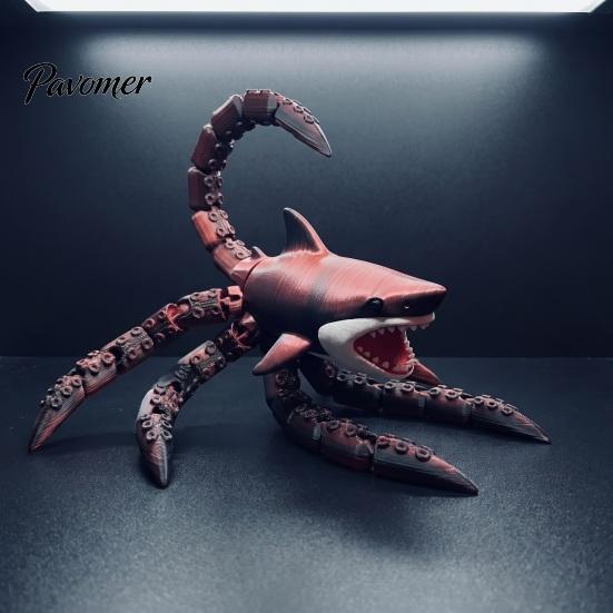 Осьминог Акула Игрушка с Подвижными Суставами 3D Печать с Восемью Щупальцами, Гибкая Половина Фигуры Гаджет-Декомпрессор для Декора Стола, Снятие Стресса Глубокое