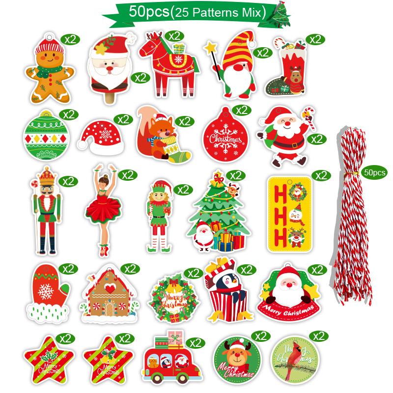 Рождественская елка Подарочная карта для вечеринки Украшения Главная Счастливого Рождества Спасибо Бирки из крафт-бумаги