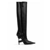 Fashion New Black Belt Buckle Tab High-heel Knee High Boots Autumn Winter Women Fashion Pole Dance Pointed Solid Color Long Boots 35-44