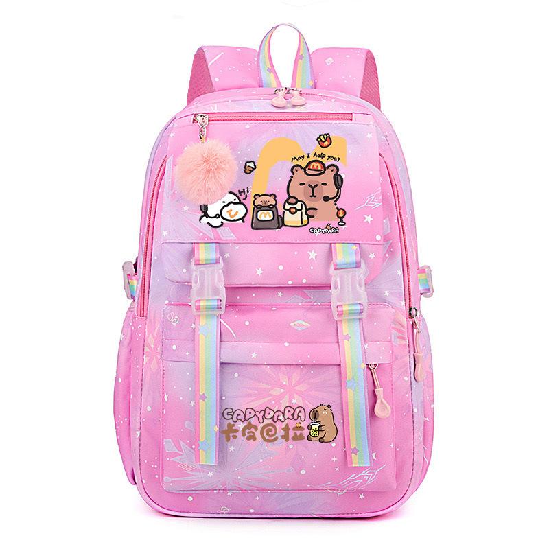 Популярный 2025 Капибара Capybara многоцветный красивый, грязеотталкивающий и прочный, милый школьный рюкзак для детей младшего школьного возраста