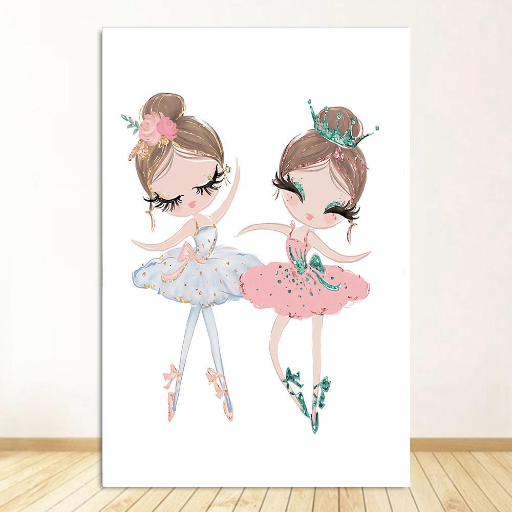 Маленькая принцесса балерина холст плакат розовый лебедь принт живопись детская настенная живопись плакаты балетная девушка картина декор детской комнаты