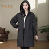 Oil-proof Coat with High Color Saturation Design Zippered Hooded Long Sleeve Women Jacket Thermal Insulation Waterproof Outerwear