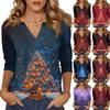 Women's Casual Fashionable Sexy Comfortable V-Neck Christmas Three-Quarter Sleeve Top