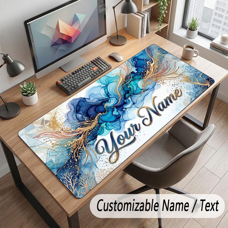 Octopus Sea Life Theme Customized Mouse Pad Personalized Print Name Text Desk Mat For Home Office Table Decor