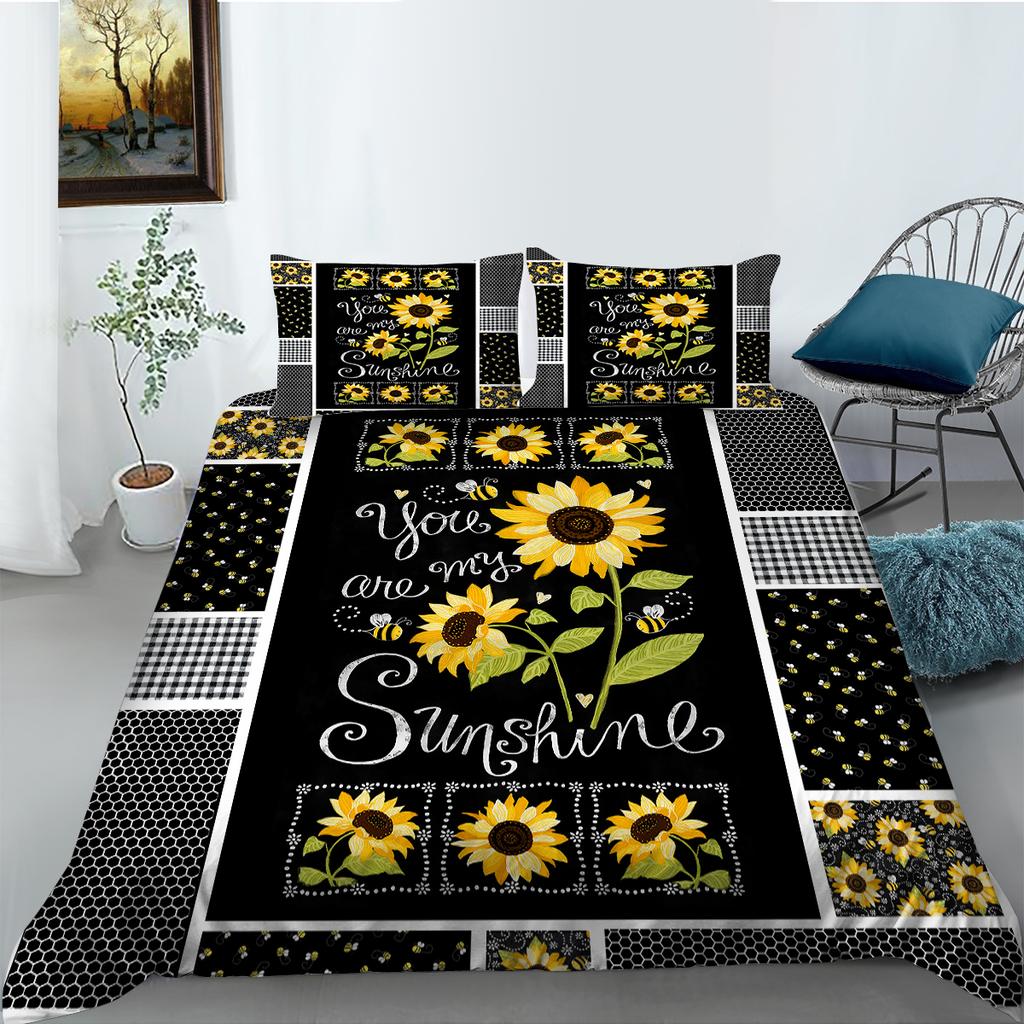 Luxury Home Bedding Flowers Theme Quilt Cover Pillow Cover Bedding Set Duvet Cover Full Size Single/Double Bed Home Decoration