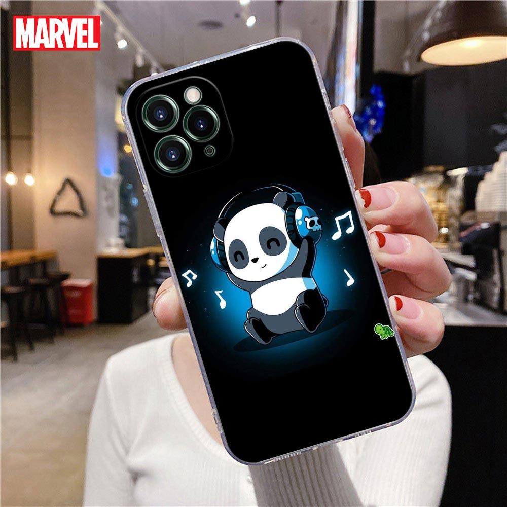 Прозрачный чехол для телефона с изображением китайского малыша панды для Apple iPhone 13 12 11 mini Pro Max XS X XR 7 8 Plus SE, милые чехлы, чехол Lazy Bear