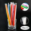 100pcs 1cm Wide Disposable Drinking Straws Mixed Colors Plastic Beverage Straws Pearl Milk Tea Plastic Strwas Party Bar Supply