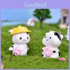 Adorable Cartoon Cow Resin Figurine For Diy Fairy Gardens And Terrariums