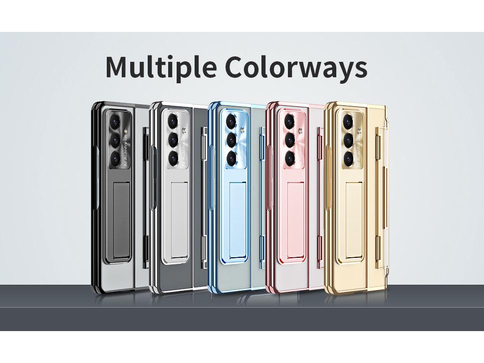 Защитный чехол для Samsung ZFold7 с плоским шарниром, электроплакированной пленкой для объектива и кожаным дизайном (Совместим с FOLD6 и W22)