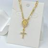 Hot-selling Europe and America Gold-plated Religious Virgin Mary Cross Pendant Necklace for Men Women Prayer Amulet Jewelry Gift