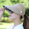 Flower Women Sun Hat UV Protection Beach Visor Cap Portable Summer Ponytail Cap  Summer