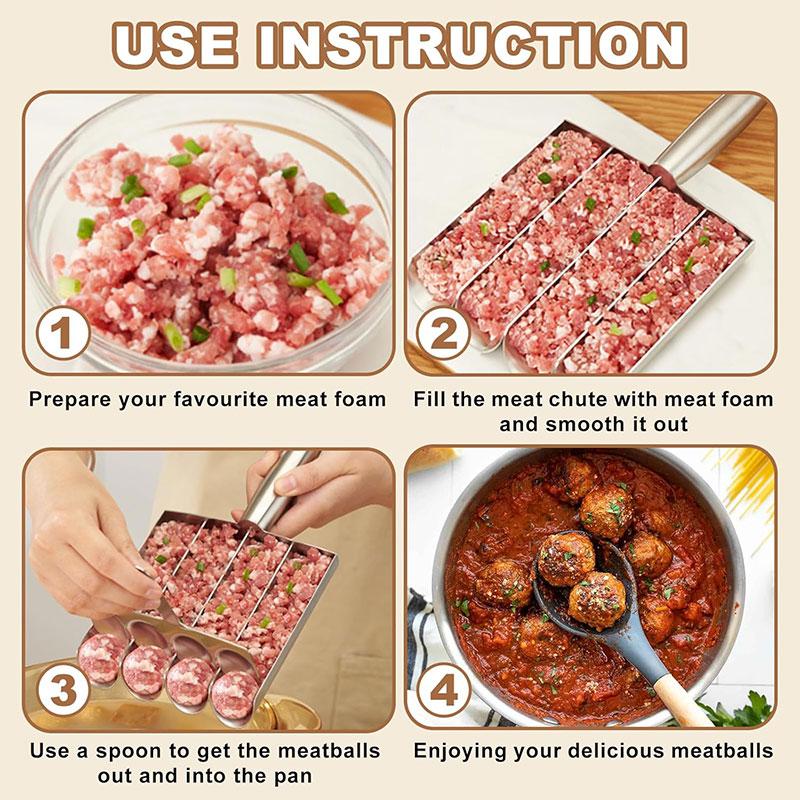 Stainless Steel Meatball Scoop Maker Mold for Fish Beef Easy-Release Non-Stick Rice Ball Dumplings Maker DIY Kitchen Tools