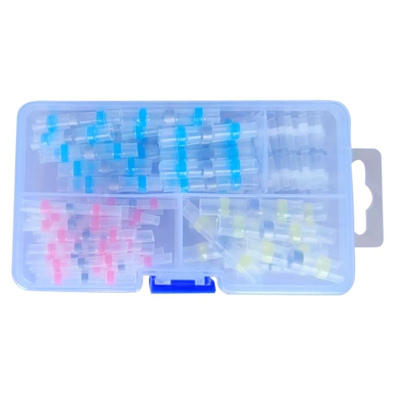 Set of 50pcs/100pcs Heat Shrink Butt Connectors Assortment Color Box Packed Low Temperature Soldering Wire Terminals