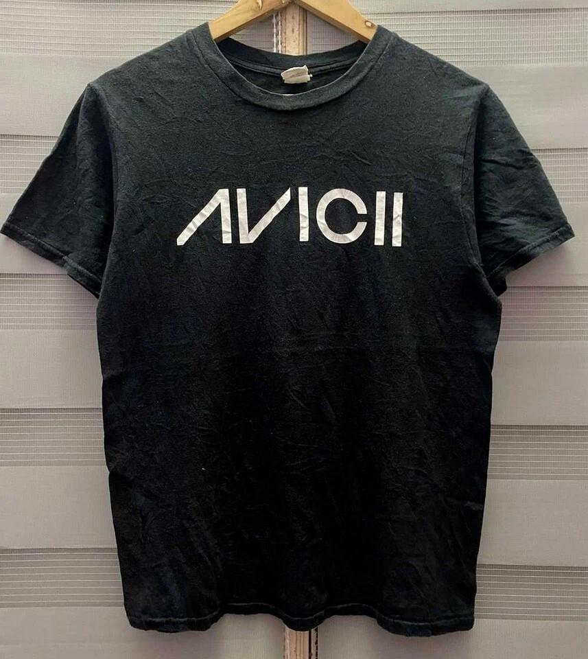 Винтажная футболка с логотипом Avicii Классическая черная Хлопковая коллекция Футболка для любителя музыки