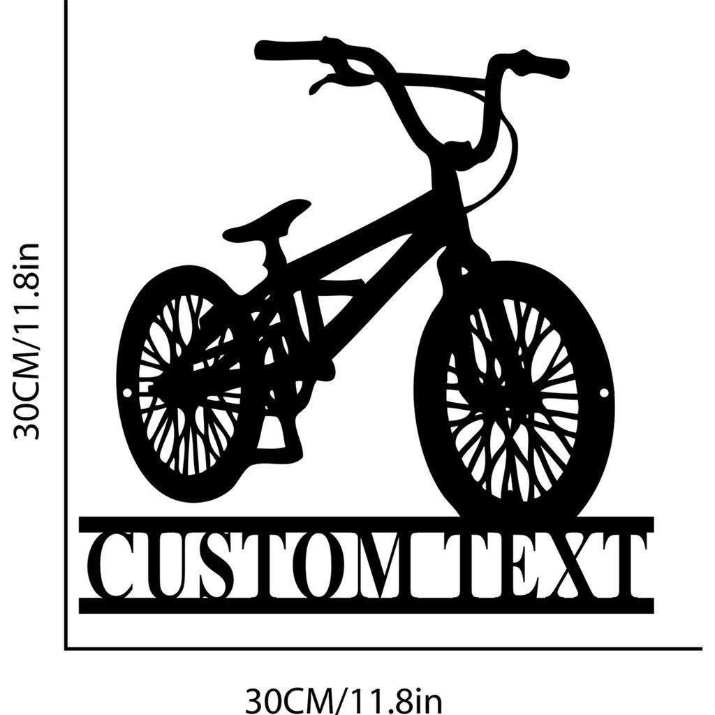 Металлическая настенная art-композиция с BMX-велосипедом, Персонализированная табличка с именем гонщика BMX, Декор для дома, Подарок для BMX-байкера