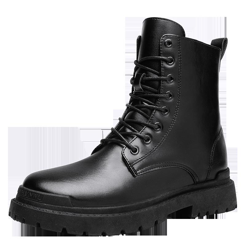 Новые модные и универсальные мотоциклетные ботинки в британском стиле, молодежные ботинки с высоким верхом, с рельефной кожей и повседневные мужские ботинки