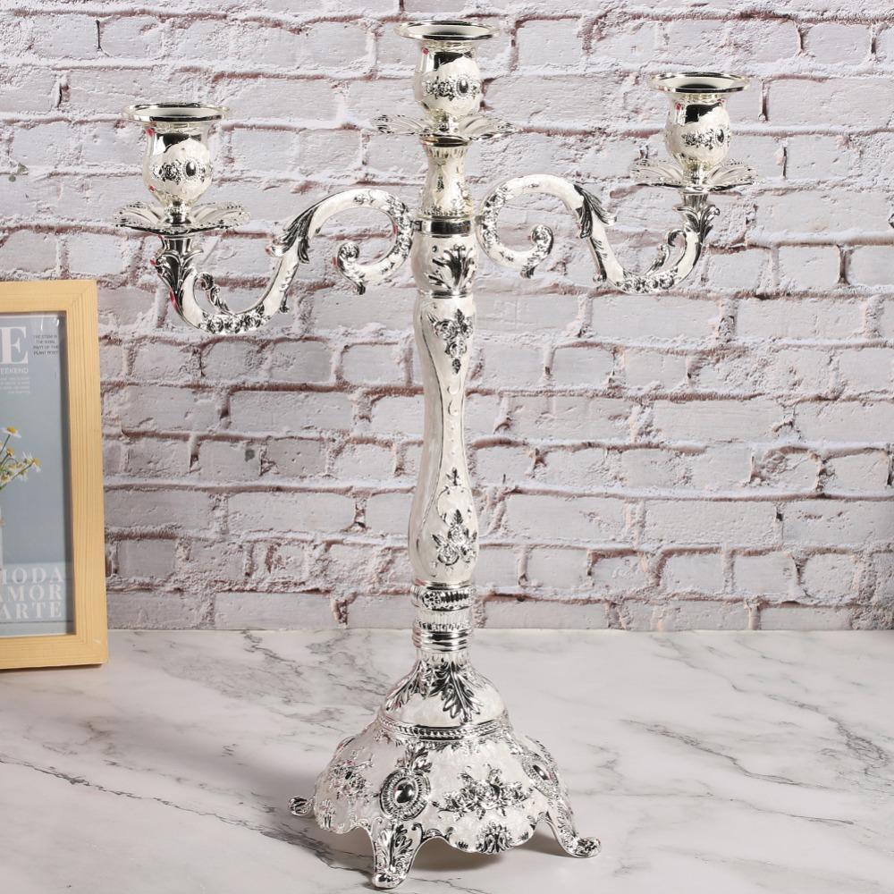 1pcs Zinc Alloy Candle Holder 3 Arm 3 Arm Candle Holder Retro Metal Candelabra Home Decor