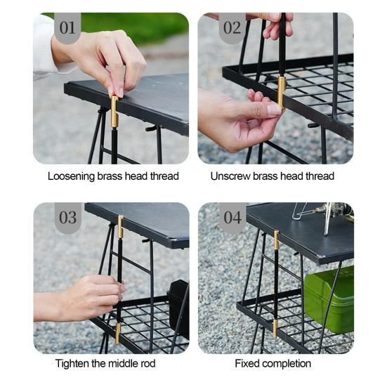 Сетчатый соединительный стержень для стола из прочного алюминиевого сплава с латунными концами, регулируемый, портативный, для кемпинга, складной