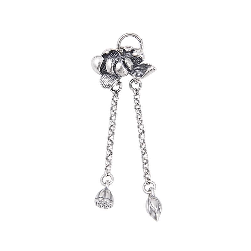 S925 Sterling Silver Lotus Tassel Pendant with Seedpod - Joyful Jewelry DIY Bracelet Component