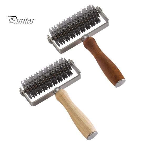 Роликовый резак для теста для пиццы из нержавеющей стали с деревянной ручкой, устройство для создания узоров-сеток для бисквитов, пирогов, тортов