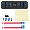 6 Gang Blue LED Rocker Switch Panel with Alarm Voltmeter for Car RV Boat Yacht Marine 12V