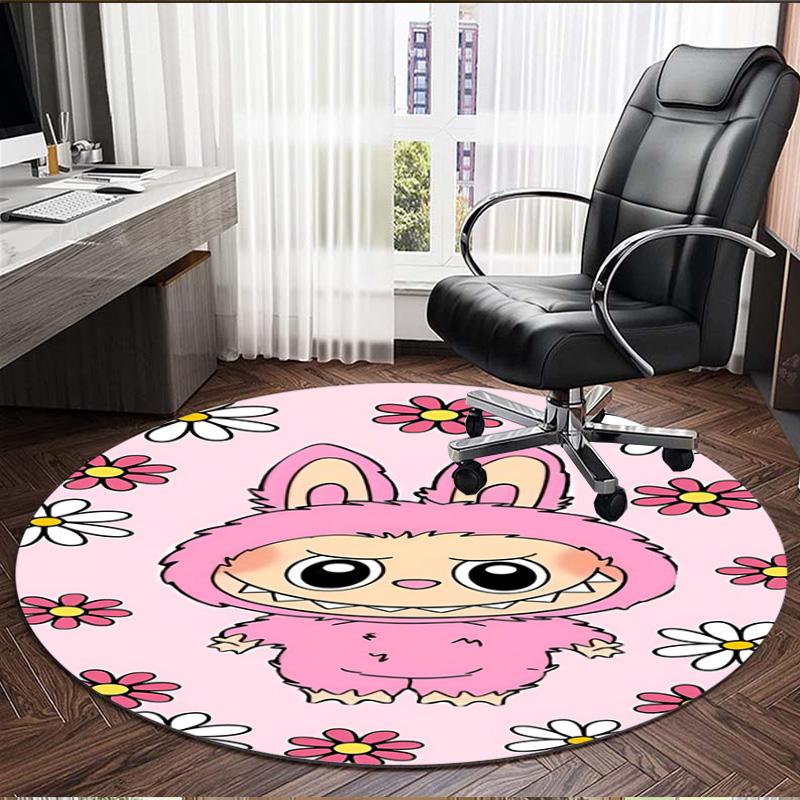 Labubu Print Round Rug, Washable Floor Carpet, For Entryway Dorm Laundry Room Office Study, Home Decor Birthday Christmas Gift