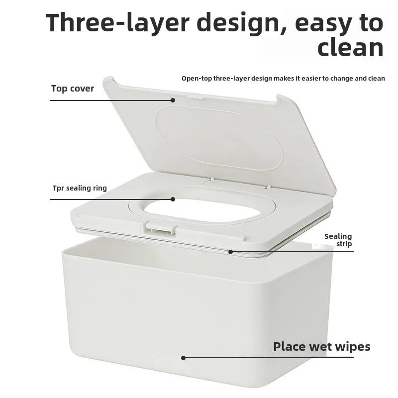 Dustproof Wet Tissue Box with Lid Baby Nappy Storage Holder for Home Car Office Paper Tissue Organizer