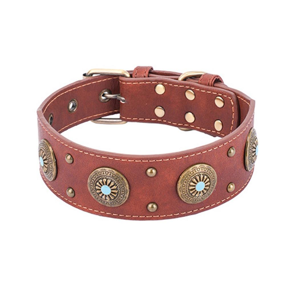 Изысканный ошейник для питомца Регулируемое ожерелье для щенка Кожаный ошейник для собаки Средняя Крупная собака