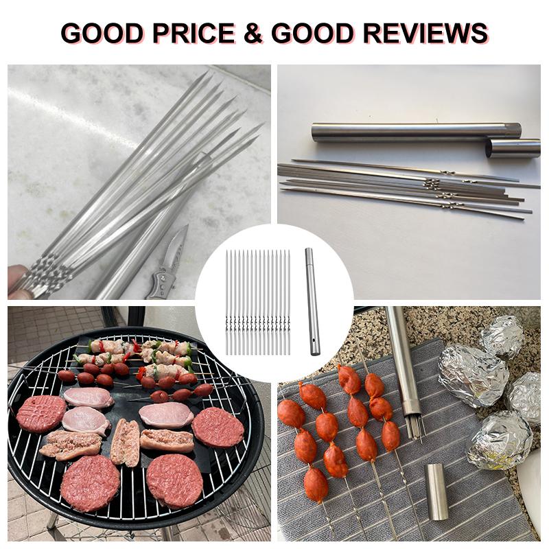 Трубка для хранения шампура из нержавеющей стали, многоразовые палочки для гриля, плоская вилка для барбекю, посуда для барбекю, кухонные аксессуары для кемпинга на открытом воздухе