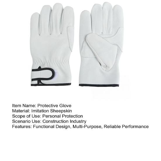 1 Pair Welding Protective Gloves Hand Protection Fake Sheepskin Work Gloves Anti-Slip Adjustable Wrist Opening Safety Gloves