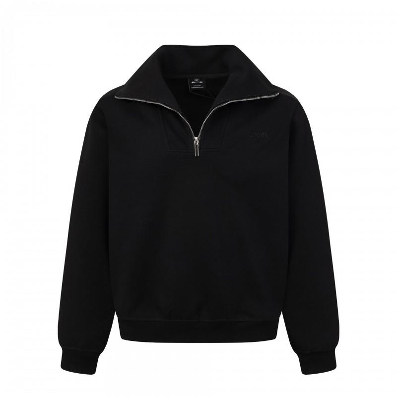 American Vintage Half-Zip Stand Collar Loose Sweatshirt Men Women Teenagers Casual Streetwear