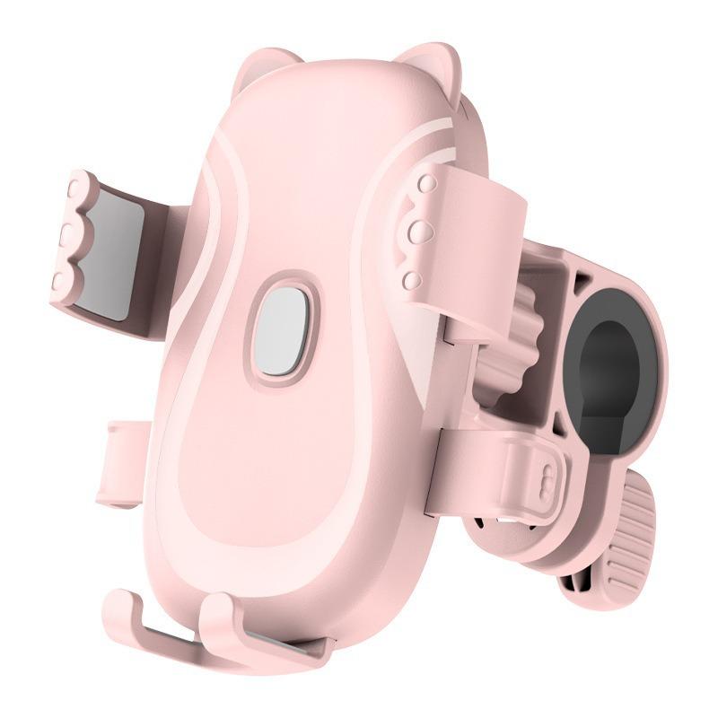 Cute Cartoon Motorcycle & Bike Phone Mount – 1s Auto Lock, 360° Rotatable, Tool-Free 10s Handlebar Install,4.7-7" Smartphones