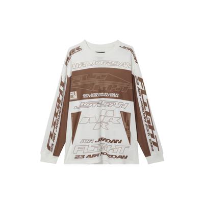 MVP Printed Casual Sports Pullover с круглым вырезом и длинным рукавом Футболка мужская, топы, парус, темно-коричневый FV7240-133