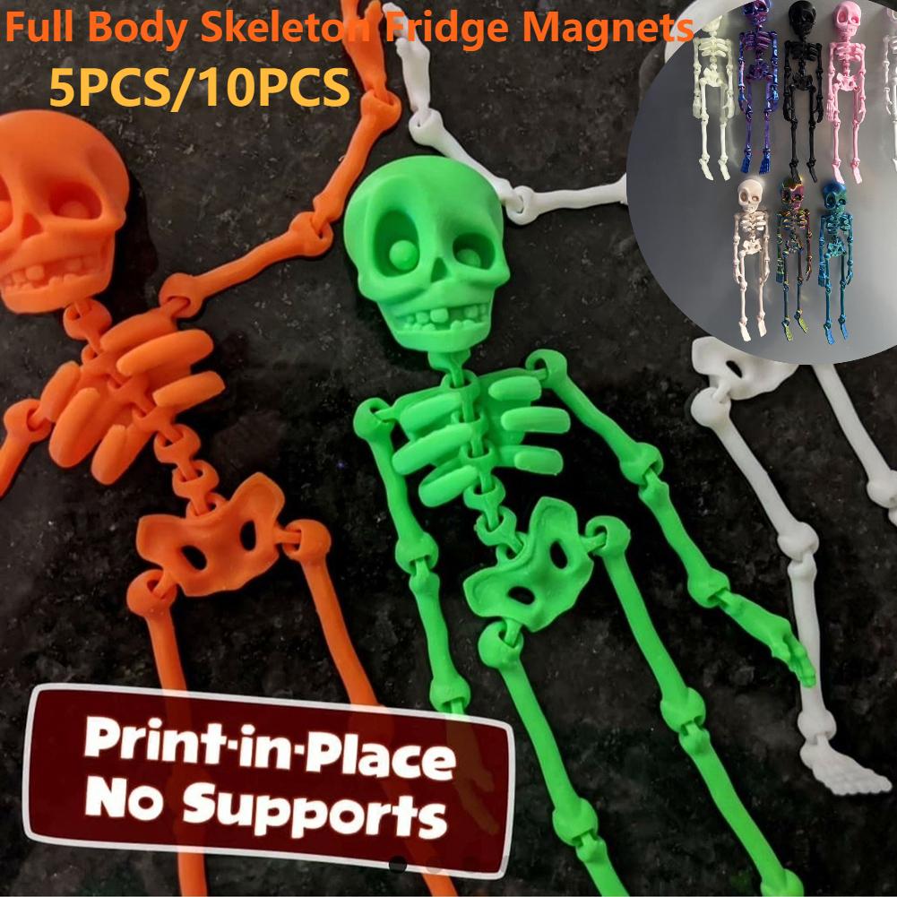 5/10PCS Mini Magnetic Skeleton Fridge Magnets with Movable Joints Skull Fridge Magnets for Refrigerator Locker Whiteboard Office