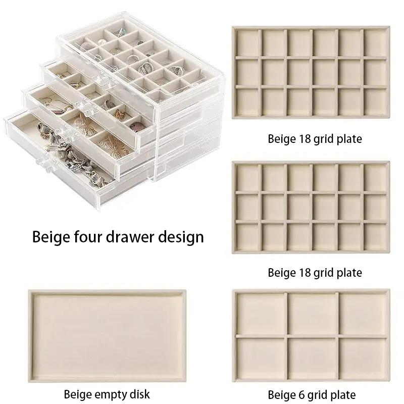 Прозрачный акриловый органайзер для ювелирных изделий, бархатный ящик, шкатулки для хранения колец, ожерелий, браслетов, сережек, подставка для демонстрации подарков