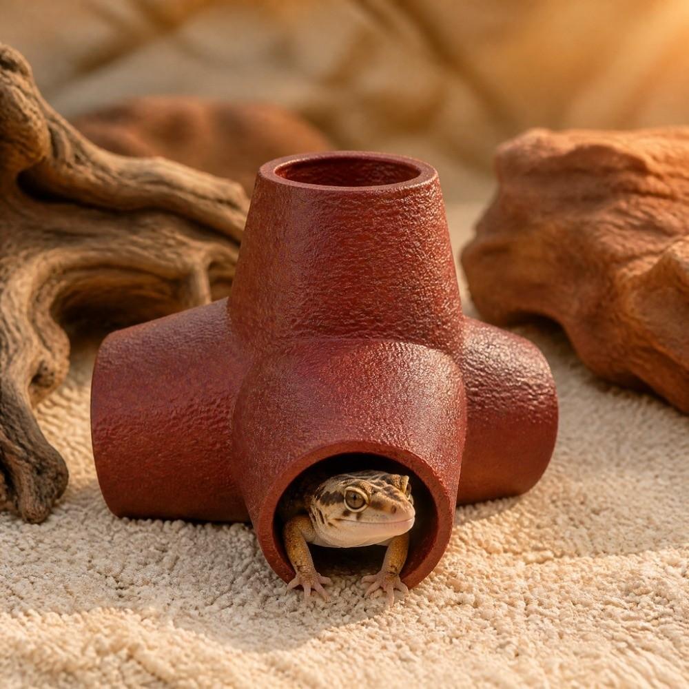 Plastic Three Way Reptile Tunnel Artificial Lizard Hideaway Cave Reptile Resting Cave Terrarium