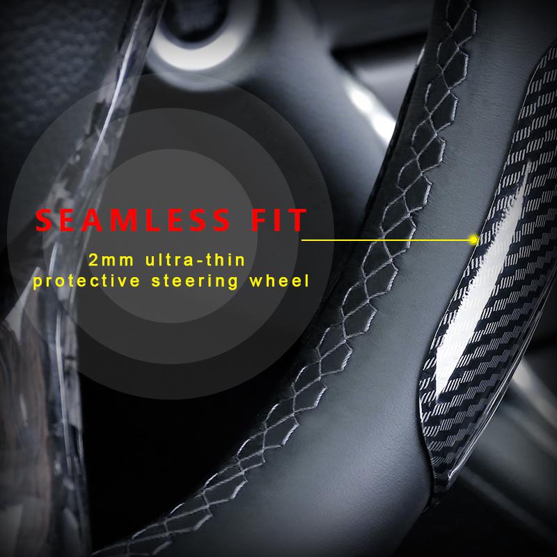 Чехол на руль автомобиля под карбон, подходит для 38 см / 15 дюймов, нескользящий чехол на руль, 1 пара для автомобиля, противоскользящий