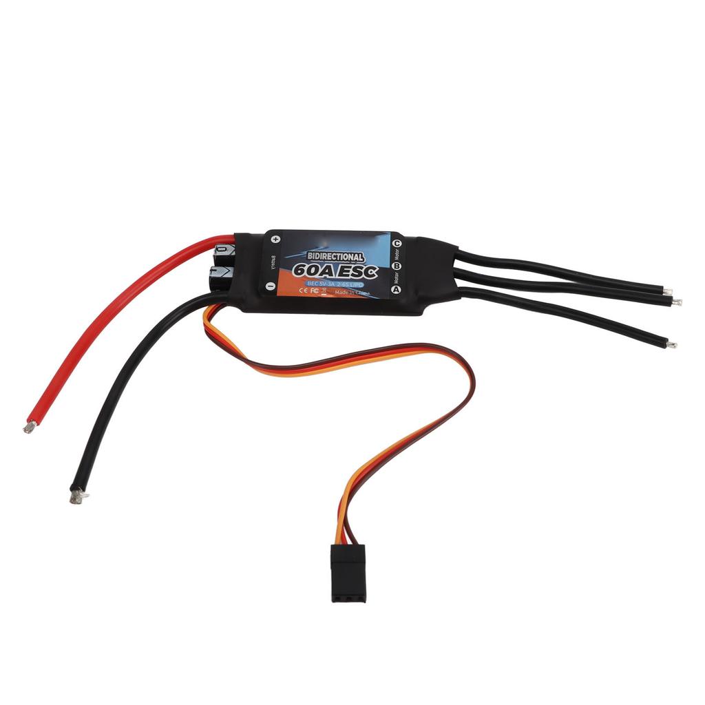 Black 60A Bidirectional Brushless ESC Rapid Response Brushless Electric Speed Controller for RC Car Boat