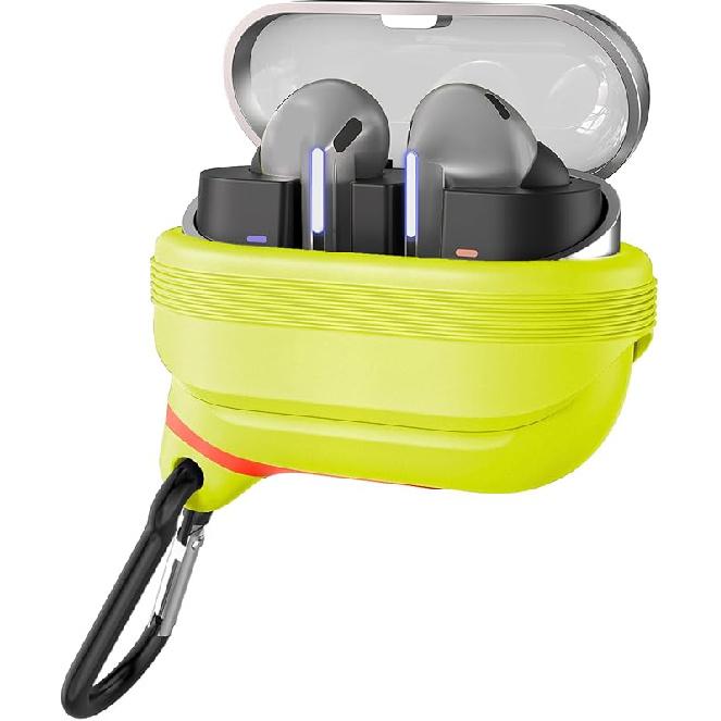 Для чехла Galaxy Buds 3 Pro и чехла Galaxy Buds 3, водонепроницаемый силиконовый чехол премиум-класса с карабином, беспроводная зарядка, патент зарегистрирован, черный