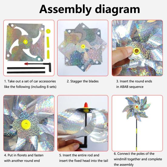 10 шт. садовая вертушка для отпугивания птиц высотой 20,5 дюйма, светоотражающая вертушка для двора, декоративная вертушка для отпугивания птиц для патио, фермы, сада