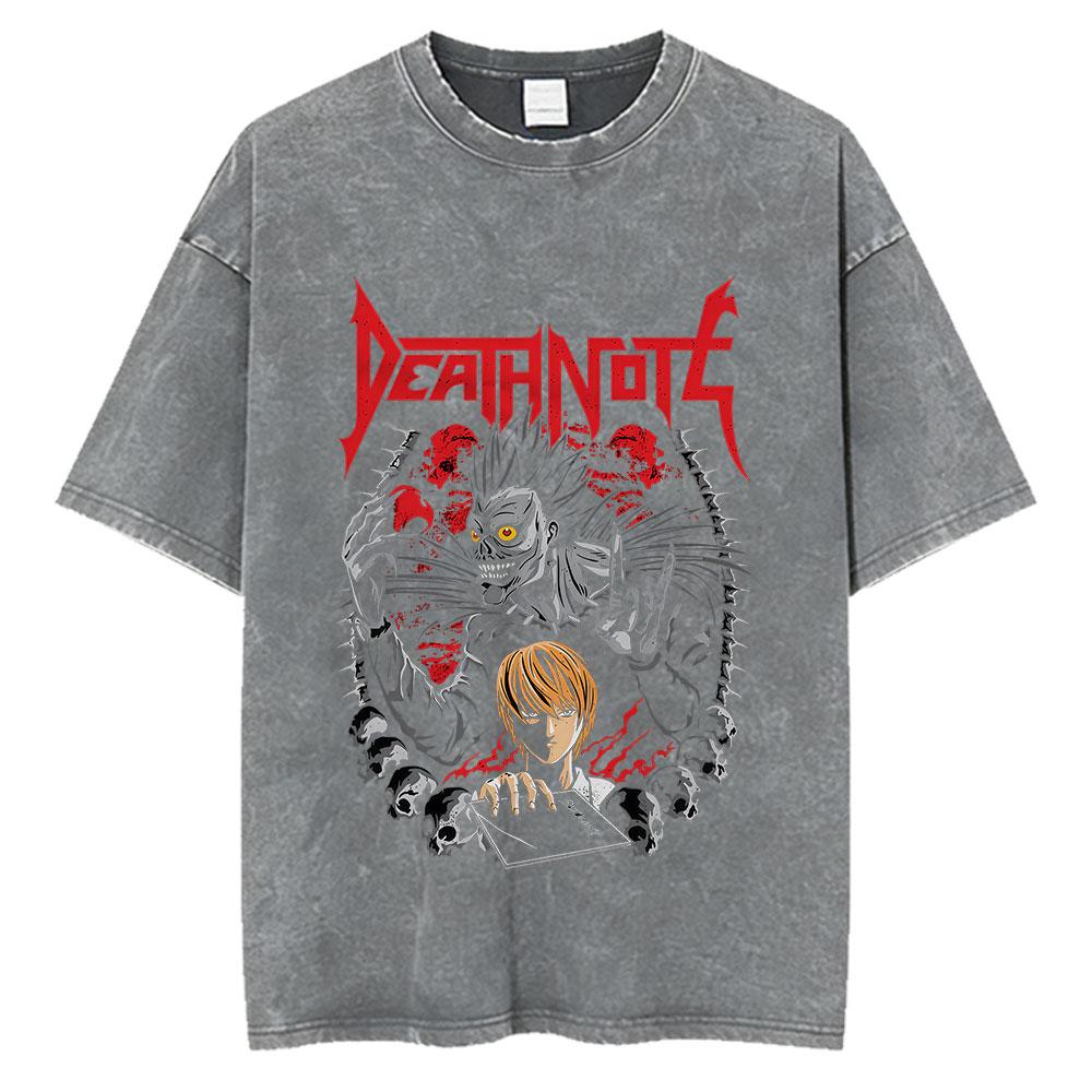 Vintage Washed Anime Death Note Misa Amane Print T Shirts Men Women Clothing Cotton Casual Tshirt Fashion Short Sleeve Tshirts