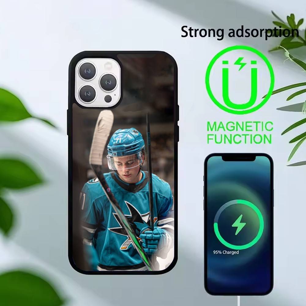 Sharks Macklin Celebrini Phone Case For iPhone 17,16,15,14,13,Pro,Max,Plus,Magnetic For Magsafe Wireless Charging