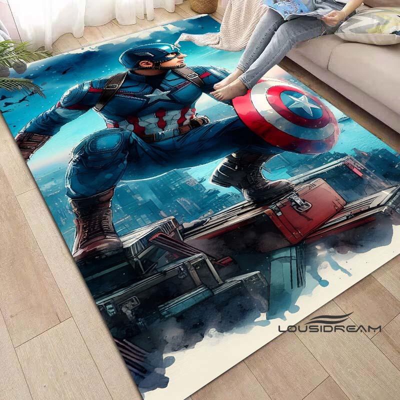 Captain America Cartoon-Themed Rug — Living Room Home Décor, Bedroom, Sofa & Doormat Accent, Children's Rug, Non-Slip Mat