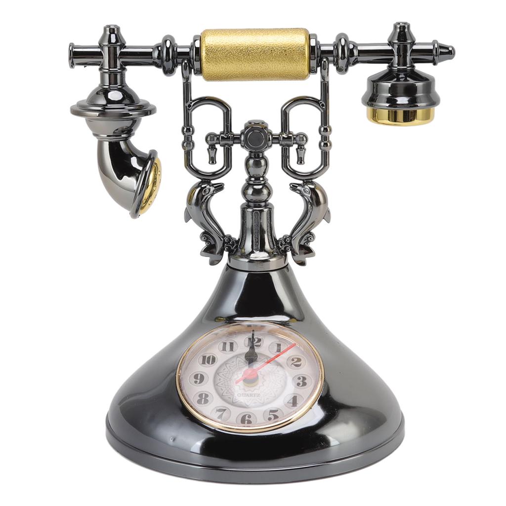 Vintage Telephone Alarm Clock Unique Elegant Accurate Time Bedside Clock Decoration for Home Cafe