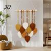 Boho Leaf Art for Living Room Wall Hanging, Hand Woven Cotton Tapestry, Nordic Modern Farmhouse Decor Decor, Bohemian Bedroom Home Decoration